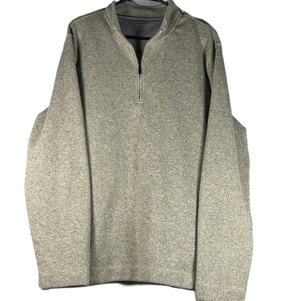 Van Heusen Quarter Zip Pullover Sweater Men's XL Classic Fit Warm Soft Neutral